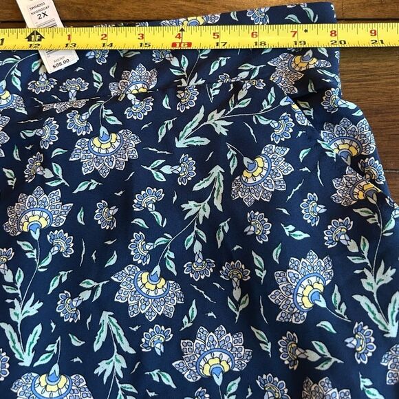 Max Studio Navy Floral Pull On Wide Leg Pants Size 2X NEW 98.00 - Picture 9 of 10